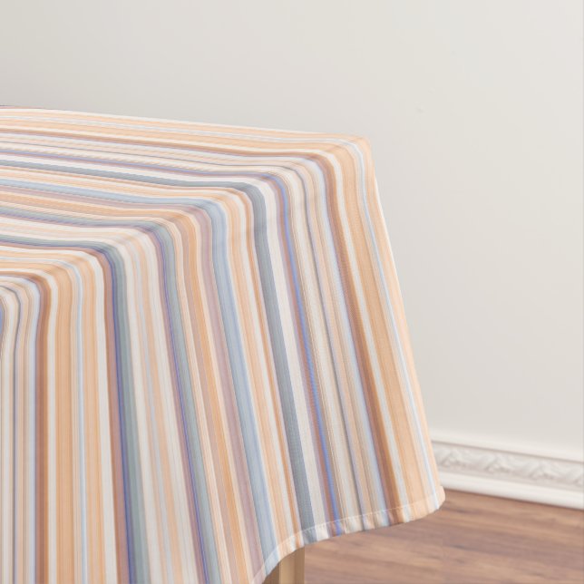Gold and Blue Striped Pattern Tablecloth (In Situ)