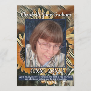 Gold and Blue Sunflower Art   Photo   Funeral Program