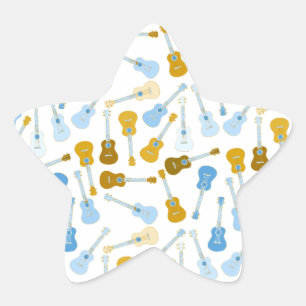 gold and blue ukuleles star sticker