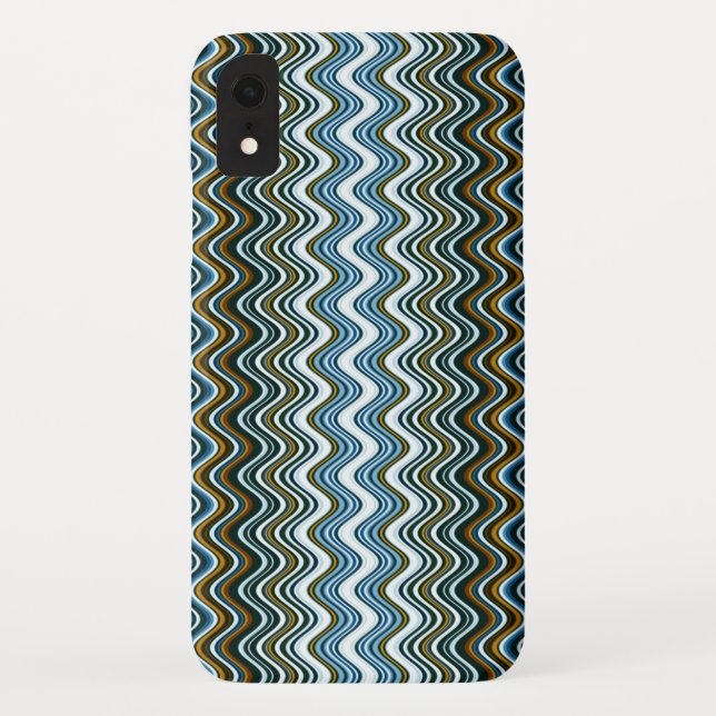Gold and Blue Wavy Stripes Case-Mate iPhone Case (Back)
