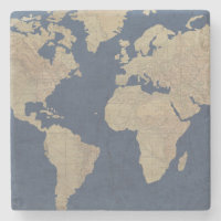 Gold and Blue World Map