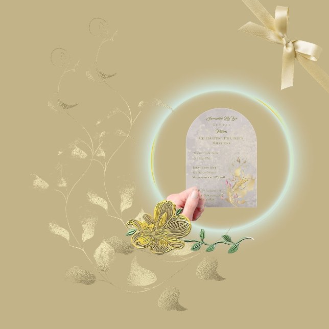 Gold and Blush Floral 50th Birthday Acrylic Invita Invitations (Creator Uploaded)