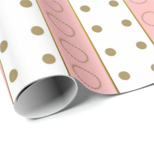 Gold and blush pink/bronze Stripe Wrapping Paper