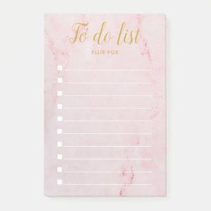 Gold and Blush Pink Marble To-Do List Post-it Notes