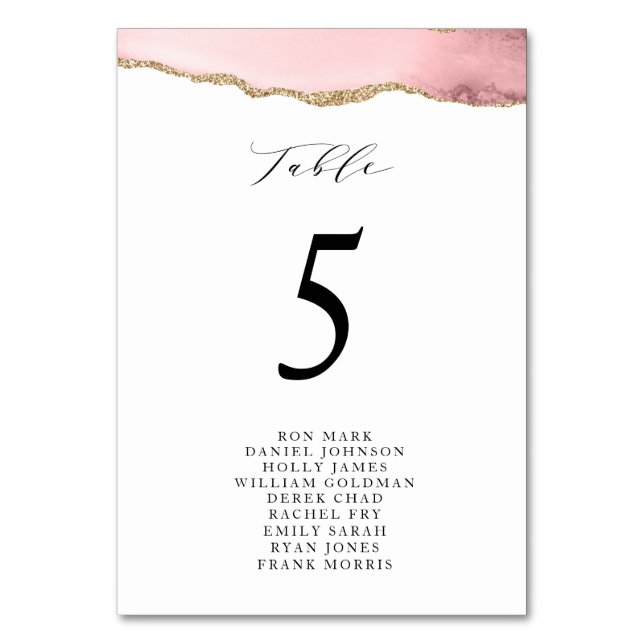 gold and blush table number seating chart (Front)