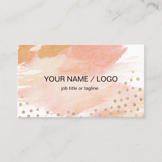 Gold and Blush Watercolor Business Card (Front)