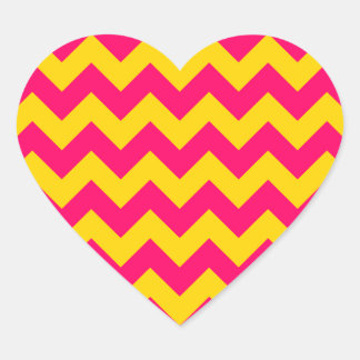Gold and Bright Pink Zigzag Heart Sticker