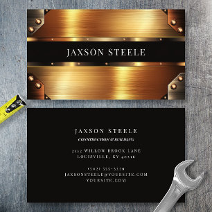 Gold and Bronze Riveted Industrial Business Card