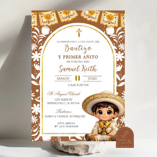 Gold and Brown Arch Cielito Lindo Baptism Invitation