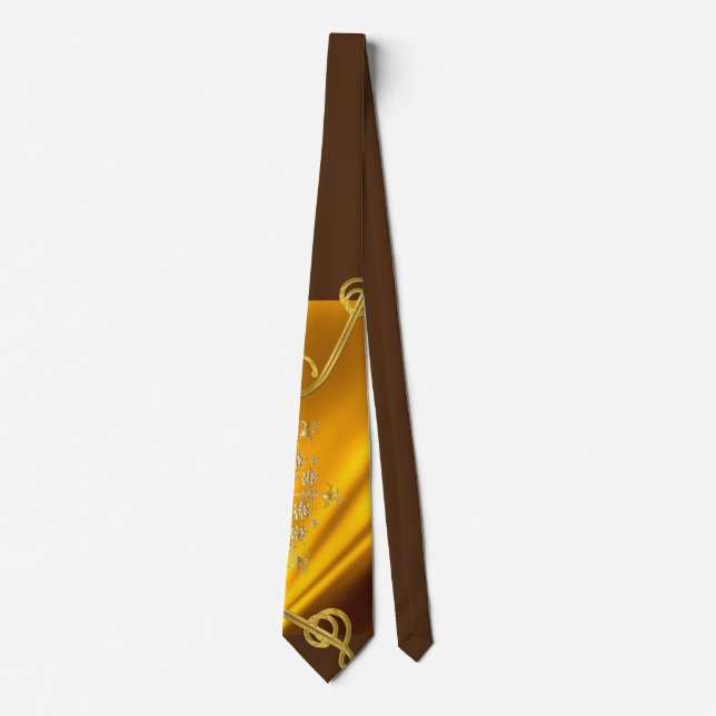 Gold and  brown color Neck Tie  (Front)