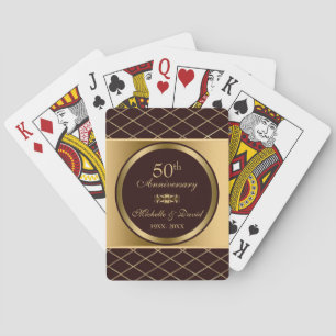 Gold And Brown Geometric Shapes Playing Cards