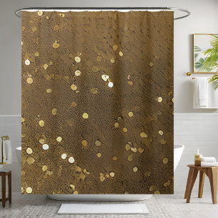 Gold and Brown Sequin Shower Curtain 