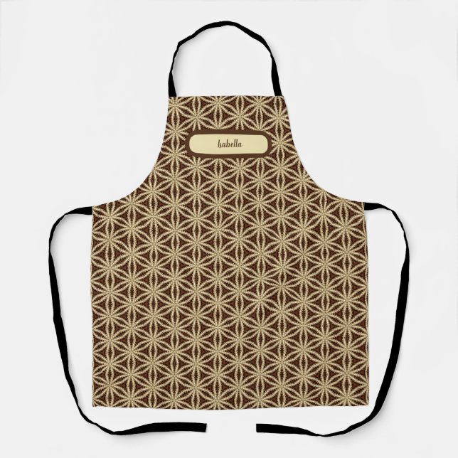 Gold and Brown Star Anise All-Over Print Apron (Front)
