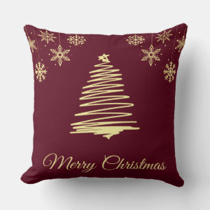 Gold and Burgandy Christmas Pillow