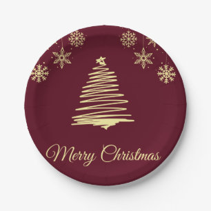 Gold and Burgundy Christmas Plates