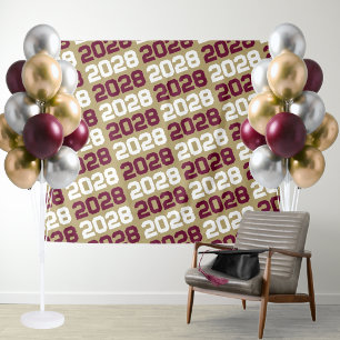 Gold and Burgundy Class Year Graduation Backdrop Tapestry