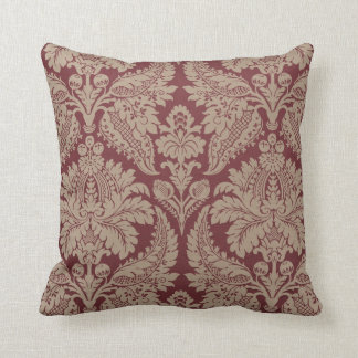 Gold and Burgundy Damask Cushion