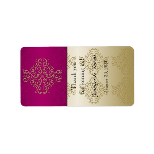 Gold and Burgundy Damask Wedding Lip Balm Label Address Label