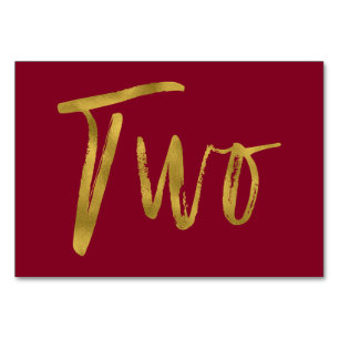 Gold and Burgundy Elegant Table Number Two
