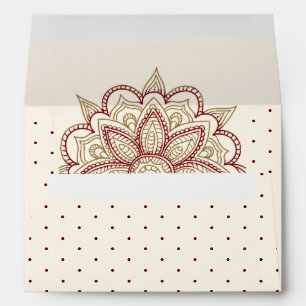 Gold and Burgundy Henna Mehndi Wedding Envelope