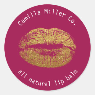 Gold And Burgundy Lip Balm Product Sticker Label