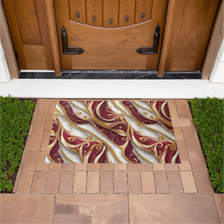 Gold and Burgundy Marble Flow Doormat