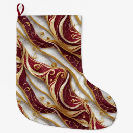 Gold and Burgundy Marble Flow Large Christmas Stocking