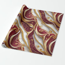 Gold and Burgundy Marble Flow