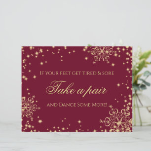 Gold and Burgundy Snowflakes Editable Signage