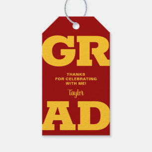 Gold and Cardinal Red Graduation Party Favour Gift Tags