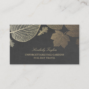 Gold and Chalkboard Fall Leaves Elegant Business Card