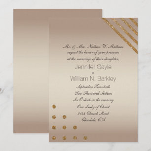 Gold and Champagne Custom Wedding Invitation
