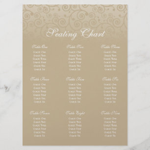 Gold and Champagne Swirls Seating Chart Invitation