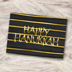 Gold and Charcoal Stripe Hanukkah Card