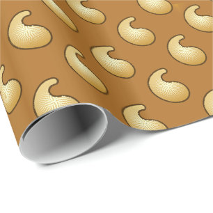 Gold and chocolate brown paisley wrapping paper