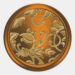 Gold and Copper Damask Envelope Seal