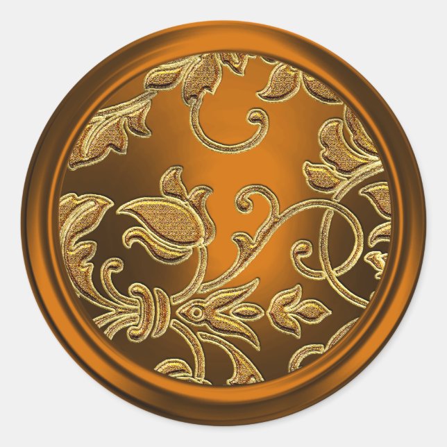 Gold and Copper Damask Envelope Seal (Front)