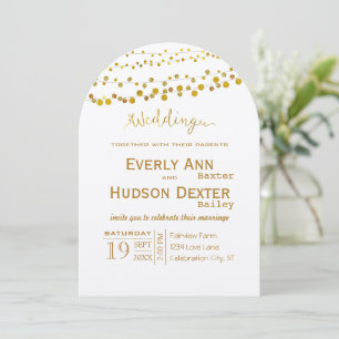 Gold and Copper Garland Modern Font Wedding Invitation