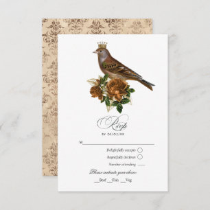 Gold and Copper Vintage Chic Quinceañera RSVP Card