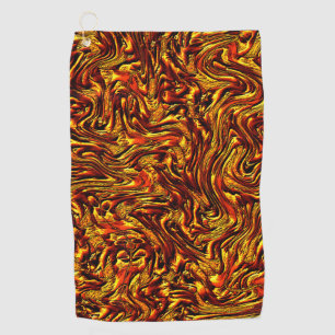 Gold and coral or vivid red texture golf towel
