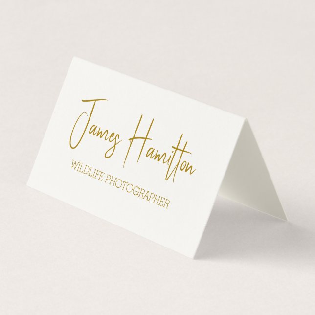 Gold and Cream Wildlife Photographer Business Card (Front)