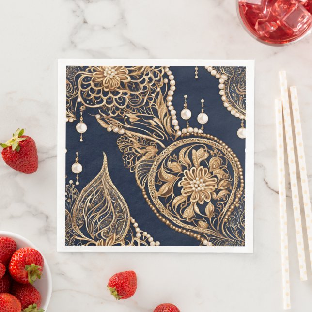 Gold and dark blue AI art  Napkin (Insitu)
