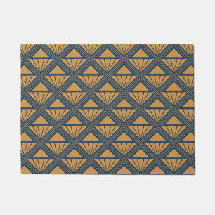 Gold and dark blue Art Deco design with rhombuses Doormat