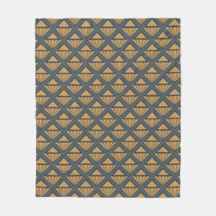 Gold and dark blue Art Deco design with rhombuses Fleece Blanket