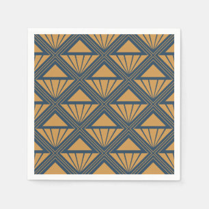 Gold and dark blue Art Deco design with rhombuses Napkin