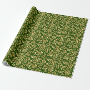 Gold And Deep Green Vinage Damasks Wrapping Paper