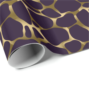 Gold And Deep Purple Abstract Leopard Pattern Wrapping Paper