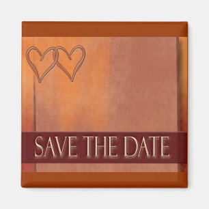 Gold and deep red Save the Date magnet