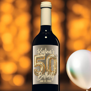 Gold and Diamond Accents 50th Birthday Celebration Wine Label
