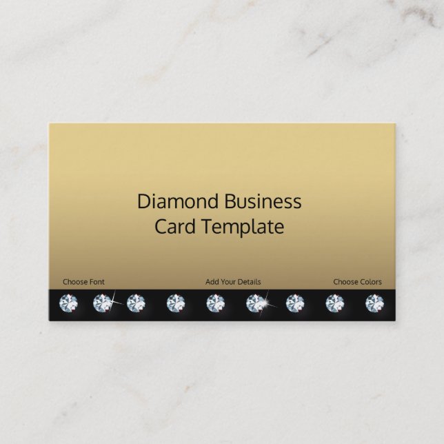 Gold and Diamond Rhinestone Business Card Design (Front)